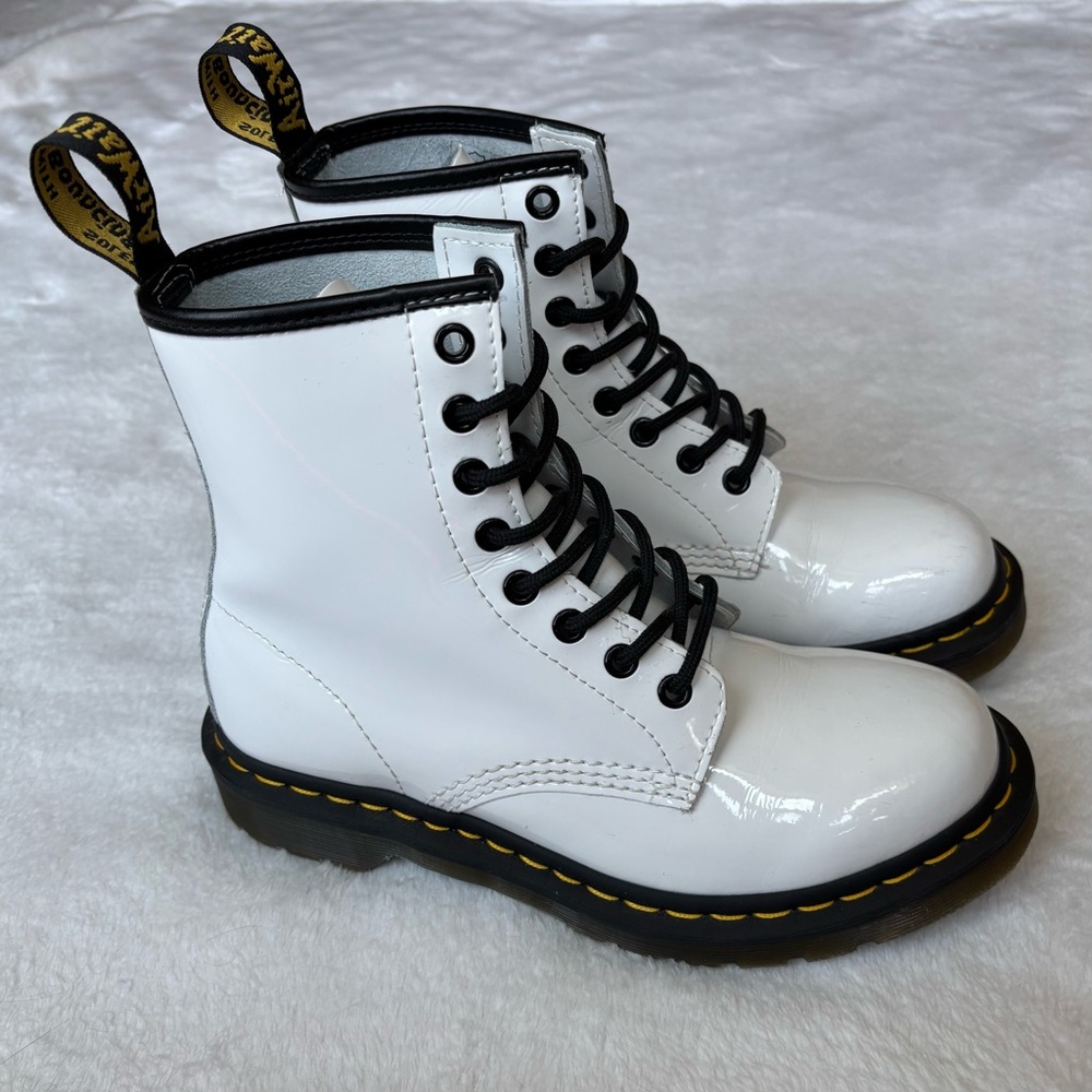 Dr. Martens White Boots with Black Laces